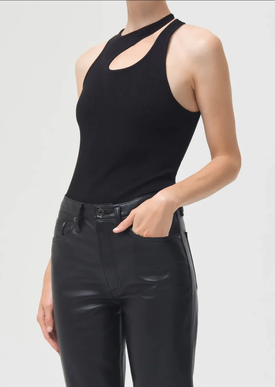 Athena Asymmetric Rib Tank - Black
