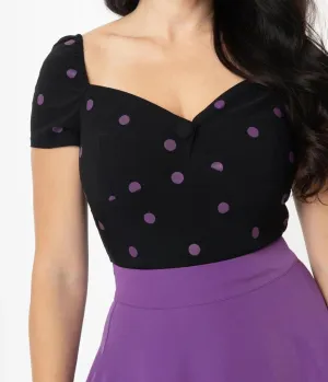 Black and Purple Polka Dot Nora Top