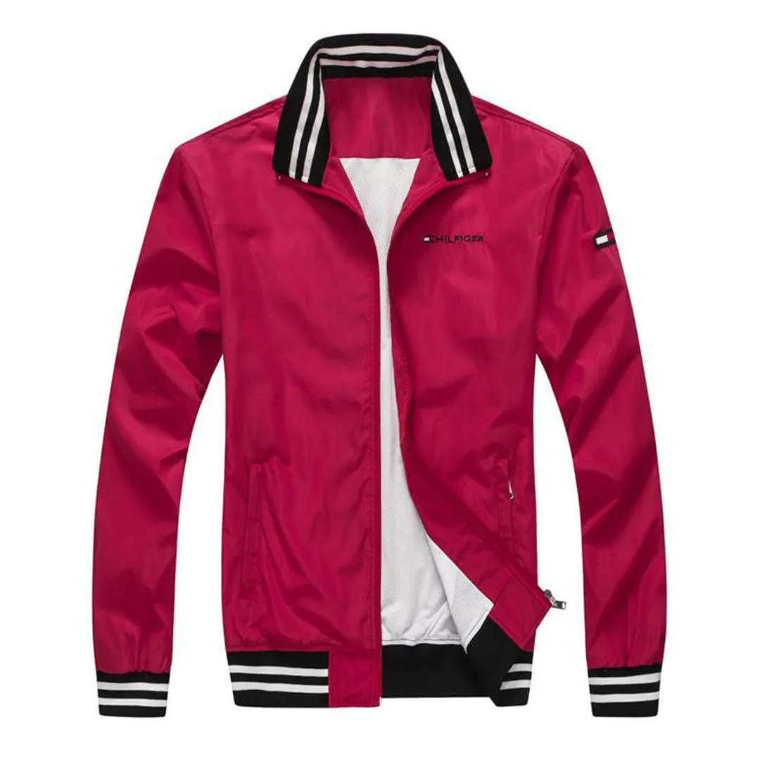 Tommy Hilfiger Strap Collar Quality Top Jacket Tracksuit-Red
