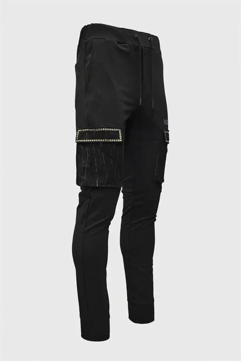 Vialli LightUP Black Cargo Trackpants